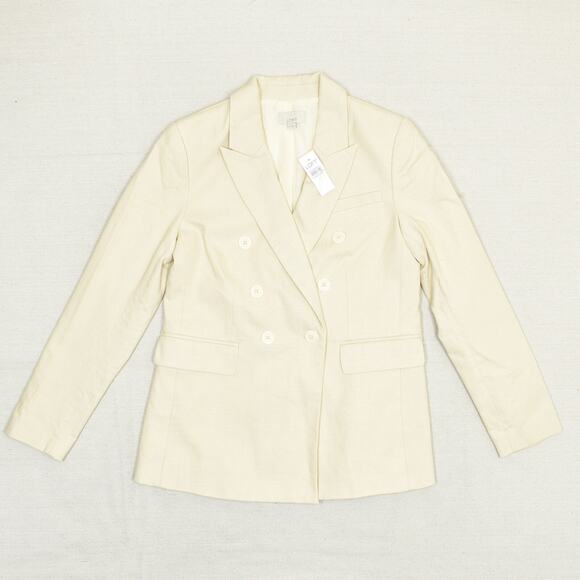 LOFT Jackets & Blazers - NEW Loft Women's Double Breasted Blazer Jacket Solid Cotton Beige Size 2